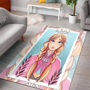 Anna Frozen Disney Princess Characters Living Room Cartoon Floor Carpet Rectangle Rug