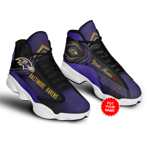 Baltimore Ravens Men'S Jordan 13 Custom Name Personalized Shoes