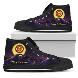 Before Christmas Nightmare Halloween Moonlight Chicago Cubs MLB Custom Canvas High Top Shoes
