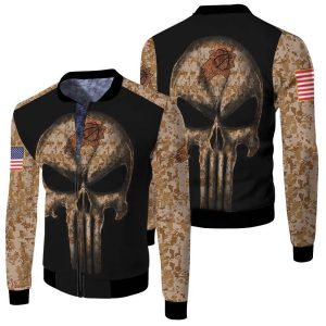 Camouflage Skull Phoenix Suns American Flag Fleece Bomber Jacket
