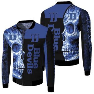Duke Blue Devils Ncaa Skull 3D Fleece Bomber Jacket