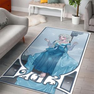 Elsa Frozen Disney Princess Characters Living Room Cartoon Floor Carpet Rectangle Rug