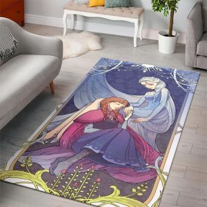 Frozen Disney Princess Characters Living Room Cartoon Floor Carpet Rectangle Rug