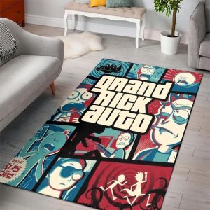Grand Rick Auto Living Room Cartoon Floor Carpet Rectangle Rug