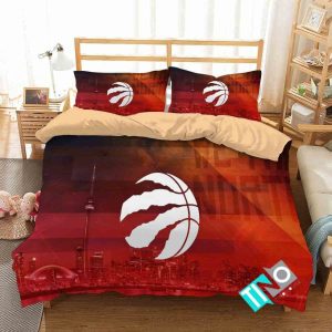 NBA Toronto Raptors 3D Logo Basketball Bedding Set- 1 Duvet Cover & 2 Pillow Cases