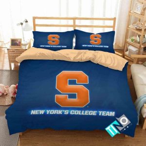 NCAA Syracuse Orange Logo New York'S College Team Bedding Set - 1 Duvet Cover & 2 Pillow Cases