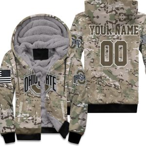 Ohio State Buckeyes Camouflage Veteran Personalized Unisex Fleece Hoodie