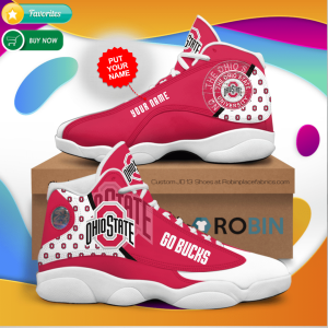 Personalized Name Ohio State Buckeyes Football Jordan 13 Sneakers - Custom JD13 Shoes