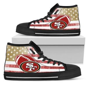 San Francisco 49Ers NFL Flag Rugby Custom Canvas High Top Shoes