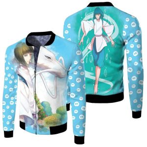Spirited Away Nigihayami Kohaku Nushi Haku Wonderful For Studio Ghibli Anime Fan Fleece Bomber Jacket