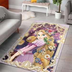 Tangled Disney Princess Characters Living Room Cartoon Floor Carpet Rectangle Rug
