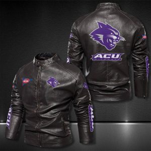 Abilene Christian Wildcats Motor Collar Leather Jacket For Biker Racer