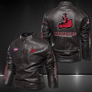 Csu Northridge Matadors Motor Collar Leather Jacket For Biker Racer