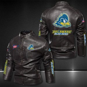Delaware Blue Hens Motor Collar Leather Jacket For Biker Racer