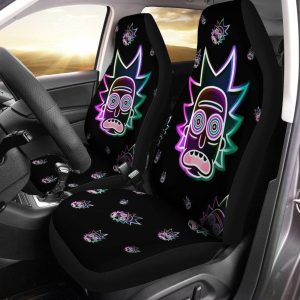 Rick And Morty Car Seat Covers - Car Accessories - Rick Scared Face Rick & Morty Cartoon Neon Car Seat Covers - Car Accessories