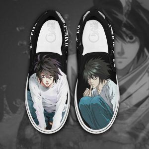 L Lawliet Slip On Shoes Death Note Custom Anime Shoes
