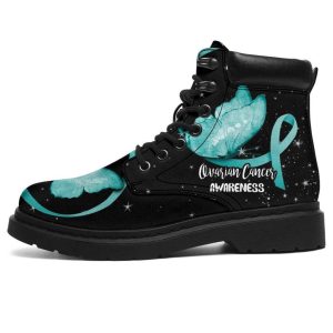 Ovarian Cancer Awareness Boots Ribbon Shoes