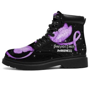 Pancreatic Cancer Awareness Boots Ribbon Butterfly Shoes