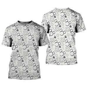 Black White Mickey Mouse Head Logo Pattern Disney Graphic Cartoon Outfits Unisex T-Shirt