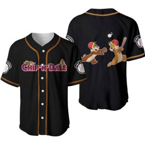 Chip & Dale Chipmunks Black Brown Cute Disney Unisex Cartoon Graphics Casual Outfits Custom Baseball Jersey