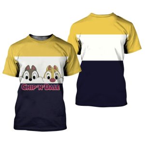 Chip & Dale Colorblock White Yellow Navy Disney Graphic Cartoon Outfits Unisex T-Shirt