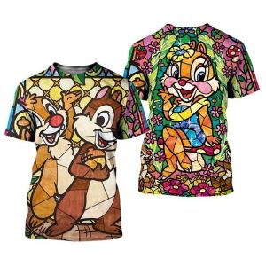 Chipmunks Chip 'N' Dale Geometric Patterns Disney Graphic Cartoon Outfits Unisex T-Shirt