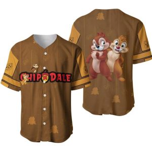 Chp n Dale Brown Red Patterns Disney Unisex Cartoon Casual Outfits Custom Baseball Jersey