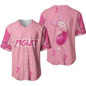 Cute Piglet Winnie The Pooh Pink Disney Unisex Cartoon Graphics Casual Outfits Custom Baseball Jersey