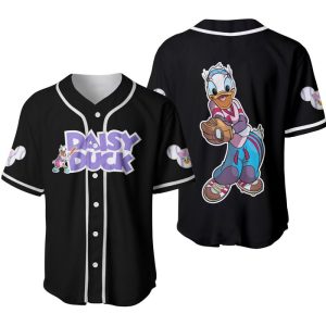 Daisy Duck Purple Black Cute Disney Unisex Cartoon Graphic Casual Outfits Custom Baseball Jersey