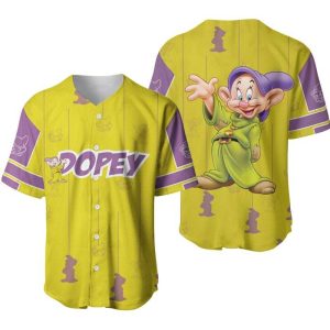 Dopey Dwarf Green Purple Stripes Patterns Disney Unisex Cartoon Graphics Casual Outfits Custom Baseball Jersey