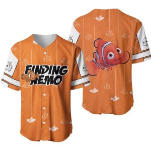 Finding Nemo Orange Black White Stripes Patterns Disney Unisex Cartoon Casual Outfits Custom Baseball Jersey