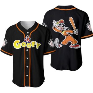 Goofy Dogs Orange Black Cute Disney Unisex Cartoon Graphic Casual Outfits Custom Baseball Jersey