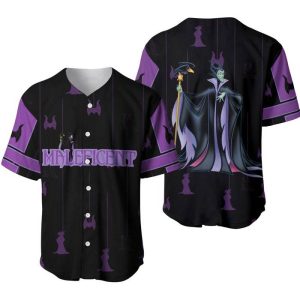 Maleficent Purple Black Stripes Patterns Disney Unisex Cartoon Casual Outfits Custom Baseball Jersey