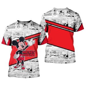 Mickey Mouse Jordan Red White Comic Patterns Disney Graphic Cartoon Outfits Unisex T-Shirt