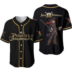 Pirates of the Caribbean Skull Johnny Depp Disney Unisex Cartoon Graphics Casual Outfits Custom Baseball Jersey
