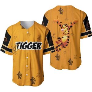 Tigger Dancing Winnie Pooh Black Orange Disney Unisex Cartoon Graphic Casual Outfits Custom Baseball Jersey