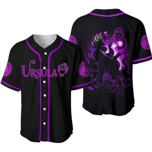 Villian Ursula Little Mermaid Purple Black Disney Unisex Cartoon Graphics Casual Outfits Custom Baseball Jersey