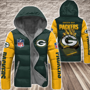 Green Bay Packers NFL 3D Custom Name Down Filled Coat DFC079