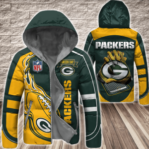 Green Bay Packers NFL 3D Custom Name Down Filled Coat DFC084