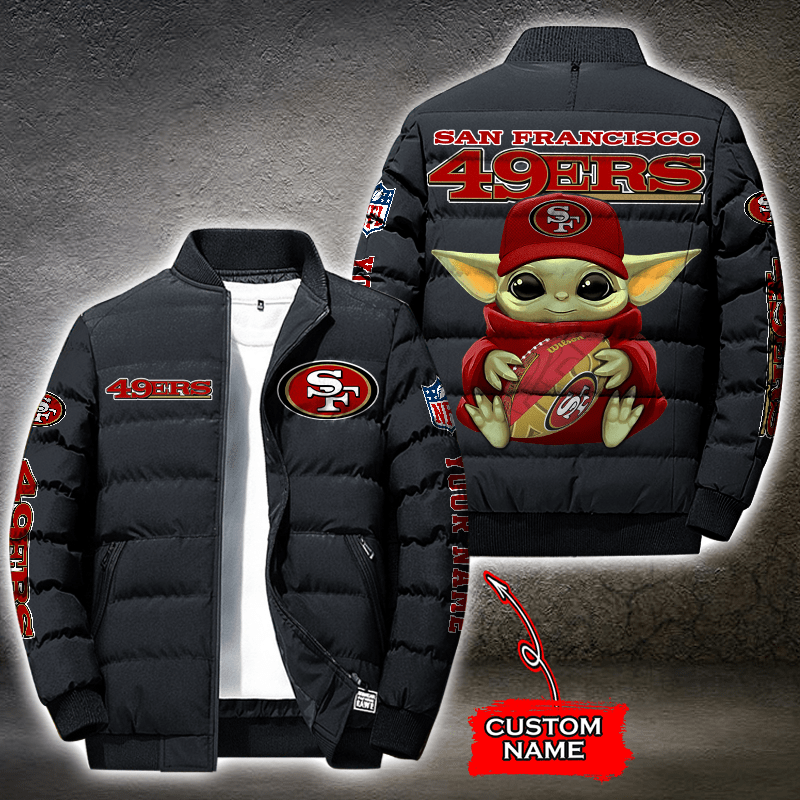 NFL San Francisco 49ers Custom Name Baby Yoda Down Jacket Puffer Jacket ...