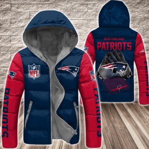 New England Patriots NFL 3D Custom Name Down Filled Coat DFC078