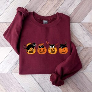 Halloween Sweatshirt Cat Sweatshirt Ghost Shirt Halloween Sweater Cool Halloween Cat Shirt Cat Lover Black Cat