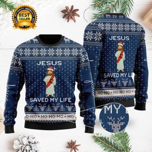 Jesus Saved My Life 3D Printed 100% Wool Material Christmas Ugly Sweater