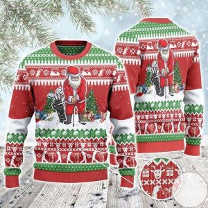 Santa Playing Golf For Unisex Ugly Christmas Sweater