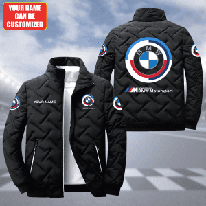 BMW Motorsport Custom Name Padded Jacket Stand Collar Coats