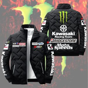 Kawasaki Racing Team Monster Padded Jacket Stand Collar Coats