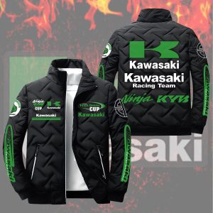 Kawasaki Racing Team Padded Jacket Stand Collar Coats