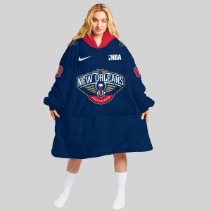 NBA New Orleans Pelicans Personalized Oodie Blanket Hoodie Wearable Blanket Snuggie Hoodie