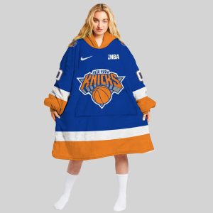 NBA New York Knicks Personalized Oodie Blanket Hoodie Wearable Blanket Snuggie Hoodie