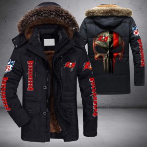 NFL Tampa Bay Buccaneers Punisher Skull Parka Jacket Fleece Coat Winter PJF1214